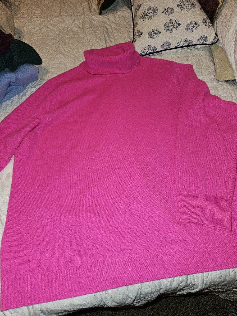 Talbots Hot Pink CASHMERE Turtleneck Sweater 3X